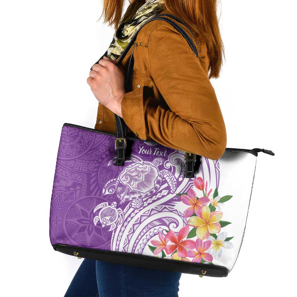 Aloha Kauai Island Personalized Leather Tote Bag Lilac Dreamy Turtle LT7 Lilac - Polynesian Pride