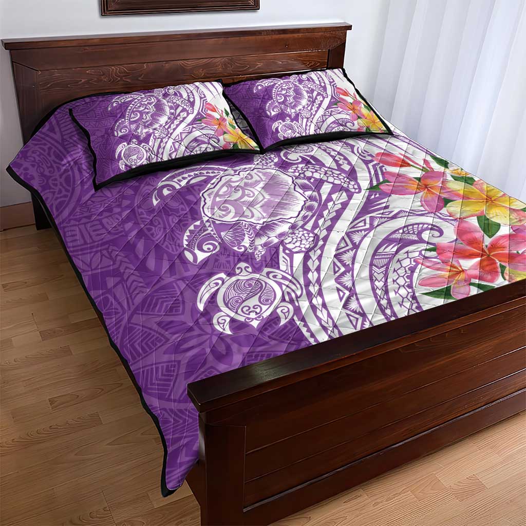 Aloha Kauai Island Personalized Quilt Bed Set Lilac Dreamy Turtle