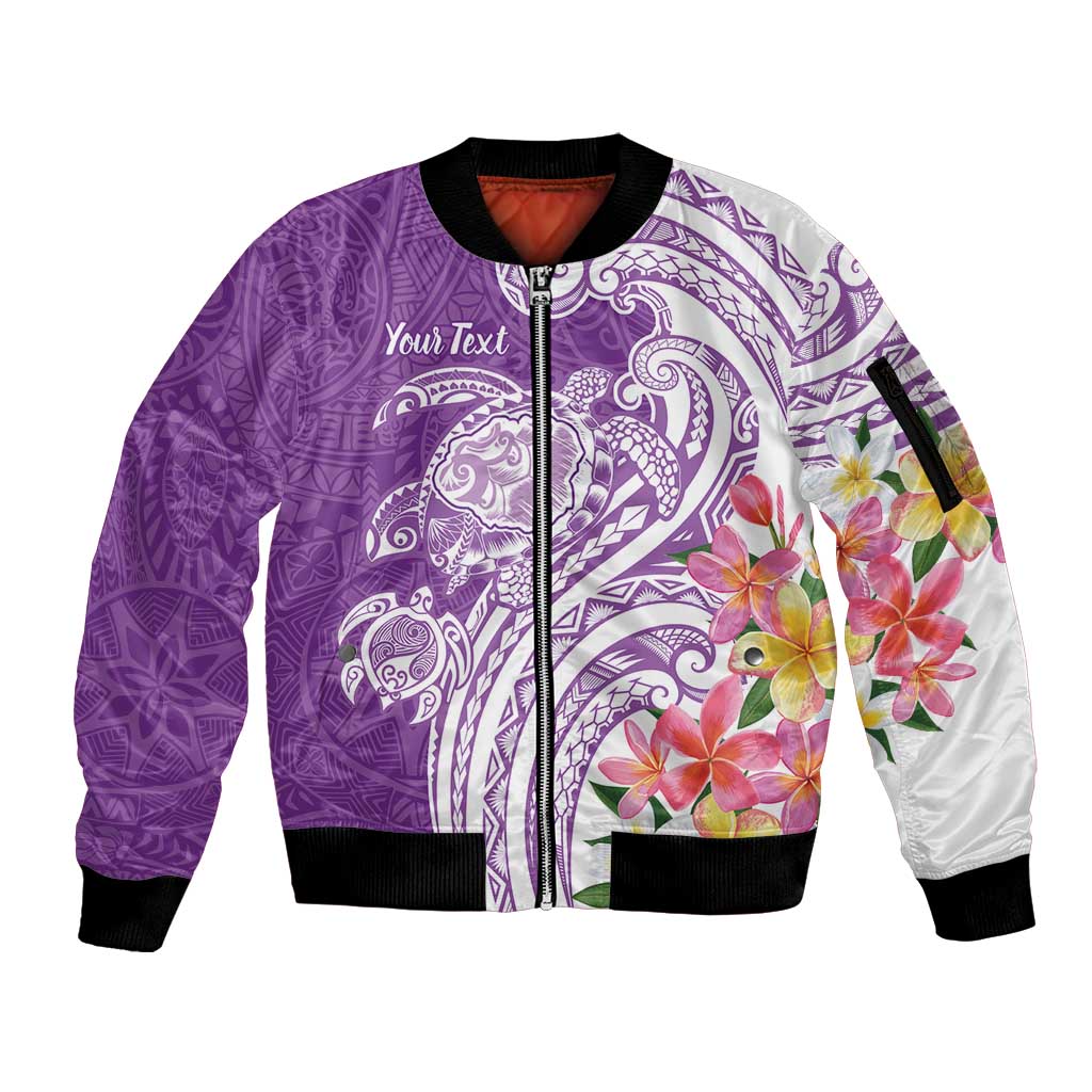 Aloha Kauai Island Personalized Sleeve Zip Bomber Jacket Lilac Dreamy Turtle LT7 Unisex Lilac - Polynesian Pride