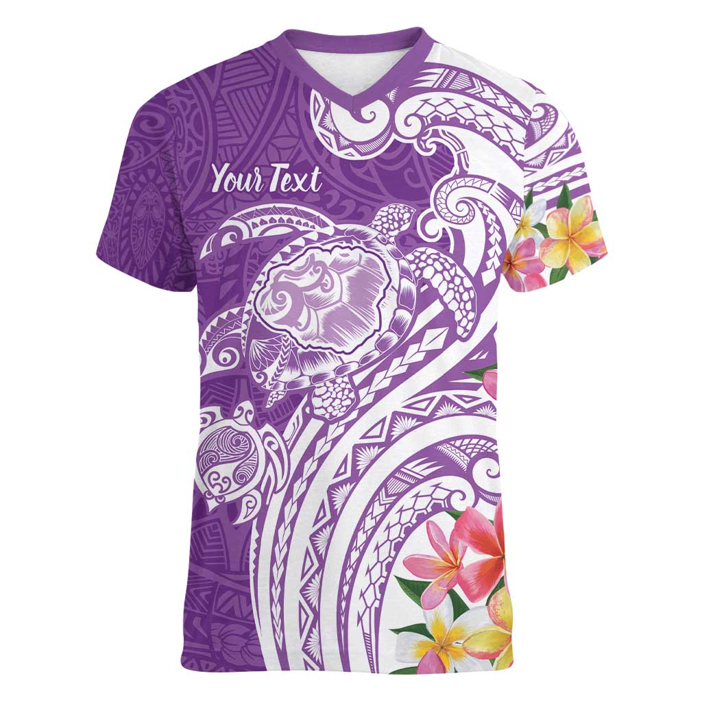Aloha Kauai Island Personalized Women V-Neck T-Shirt Lilac Dreamy Turtle LT7 Female Lilac - Polynesian Pride
