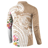 Aloha Niihau Island Personalized Button Sweatshirt Beige Dreamy Turtle LT7 - Polynesian Pride