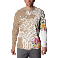 Aloha Niihau Island Personalized Button Sweatshirt Beige Dreamy Turtle LT7 - Polynesian Pride
