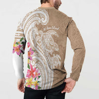 Aloha Niihau Island Personalized Button Sweatshirt Beige Dreamy Turtle LT7 - Polynesian Pride