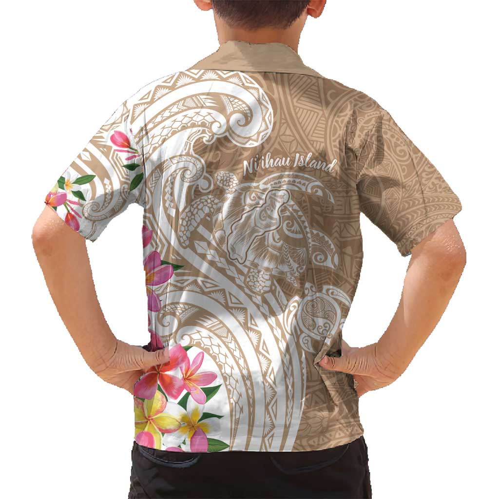 Aloha Ni’ihau Island Personalized Family Matching Long Sleeve Bodycon Dress and Hawaiian Shirt Beige Dreamy Turtle