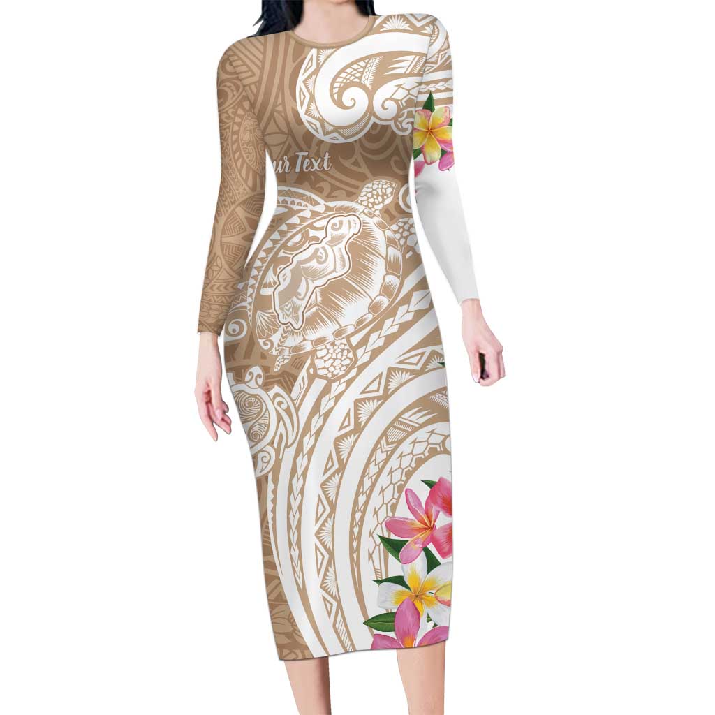 Aloha Ni’ihau Island Personalized Family Matching Long Sleeve Bodycon Dress and Hawaiian Shirt Beige Dreamy Turtle