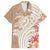 Aloha Ni’ihau Island Personalized Family Matching Off The Shoulder Long Sleeve Dress and Hawaiian Shirt Beige Dreamy Turtle
