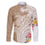 Aloha Ni’ihau Island Personalized Family Matching Off The Shoulder Long Sleeve Dress and Hawaiian Shirt Beige Dreamy Turtle