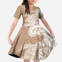 Aloha Ni’ihau Island Personalized Family Matching Puletasi and Hawaiian Shirt Beige Dreamy Turtle