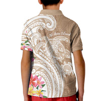 Aloha Niihau Island Personalized Kid Polo Shirt Beige Dreamy Turtle LT7 - Polynesian Pride
