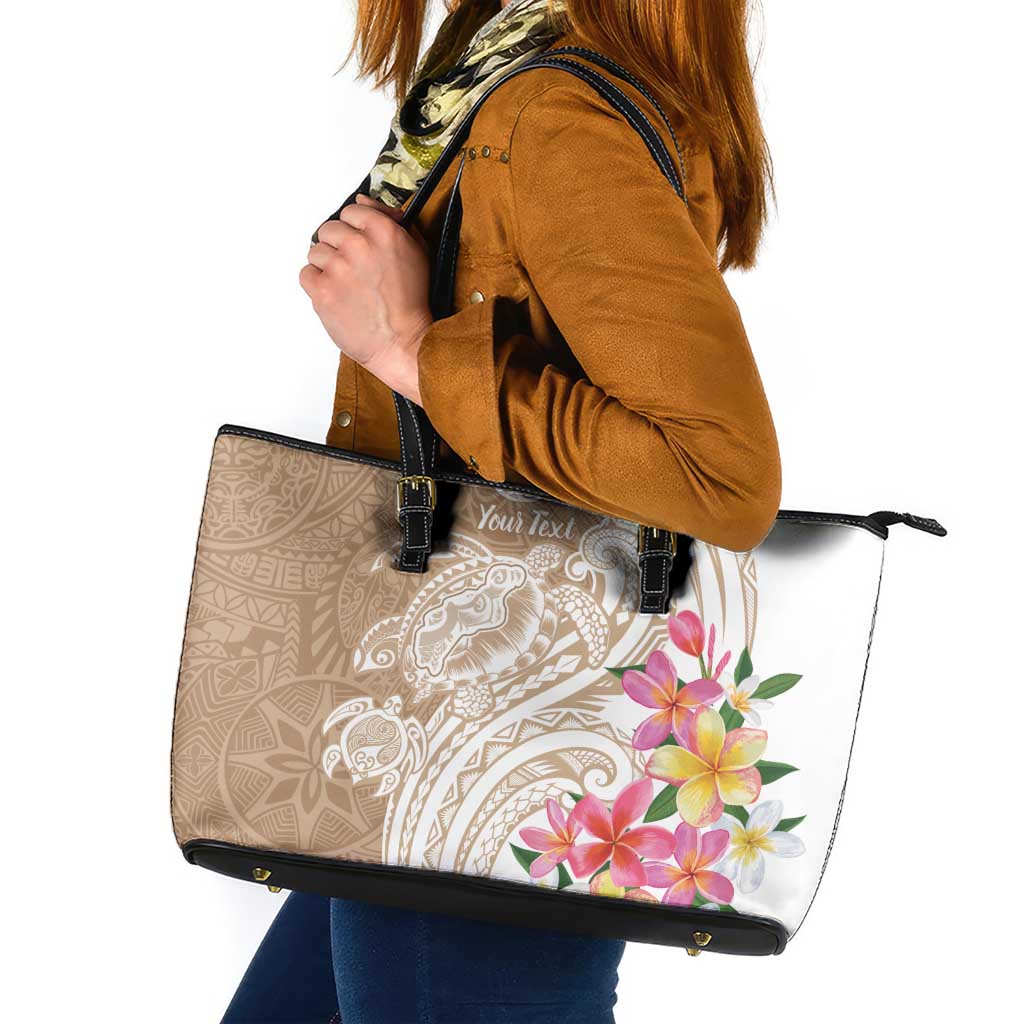 Aloha Niihau Island Personalized Leather Tote Bag Beige Dreamy Turtle LT7 Beige - Polynesian Pride