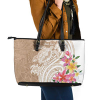 Aloha Niihau Island Personalized Leather Tote Bag Beige Dreamy Turtle LT7 - Polynesian Pride