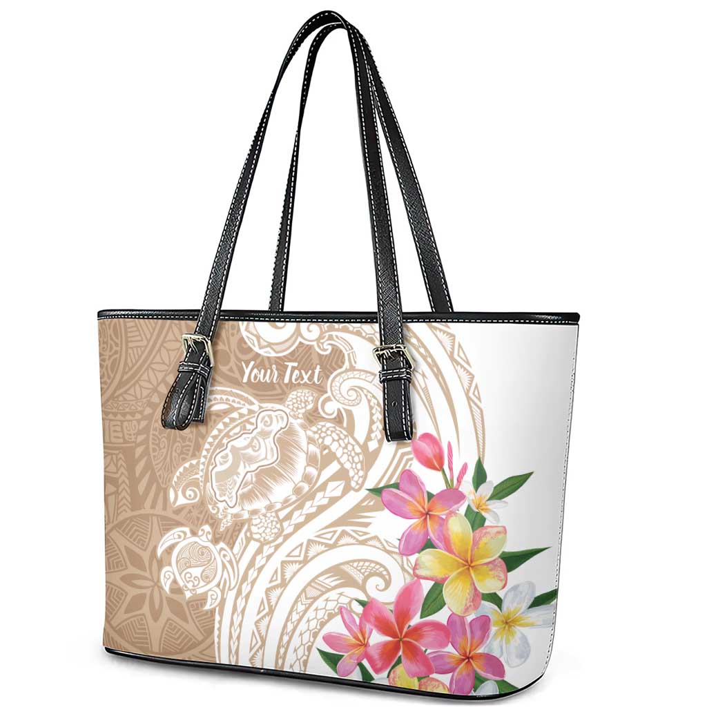 Aloha Niihau Island Personalized Leather Tote Bag Beige Dreamy Turtle LT7 - Polynesian Pride