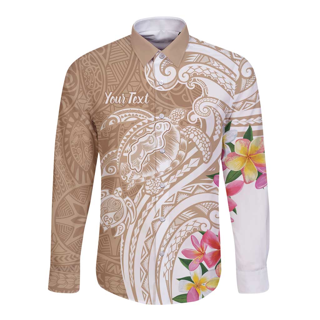 Aloha Niihau Island Personalized Long Sleeve Button Shirt Beige Dreamy Turtle LT7 Unisex Beige - Polynesian Pride