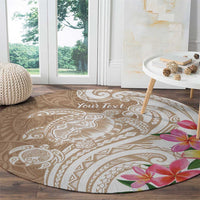 Aloha Ni’ihau Island Personalized Round Carpet Beige Dreamy Turtle