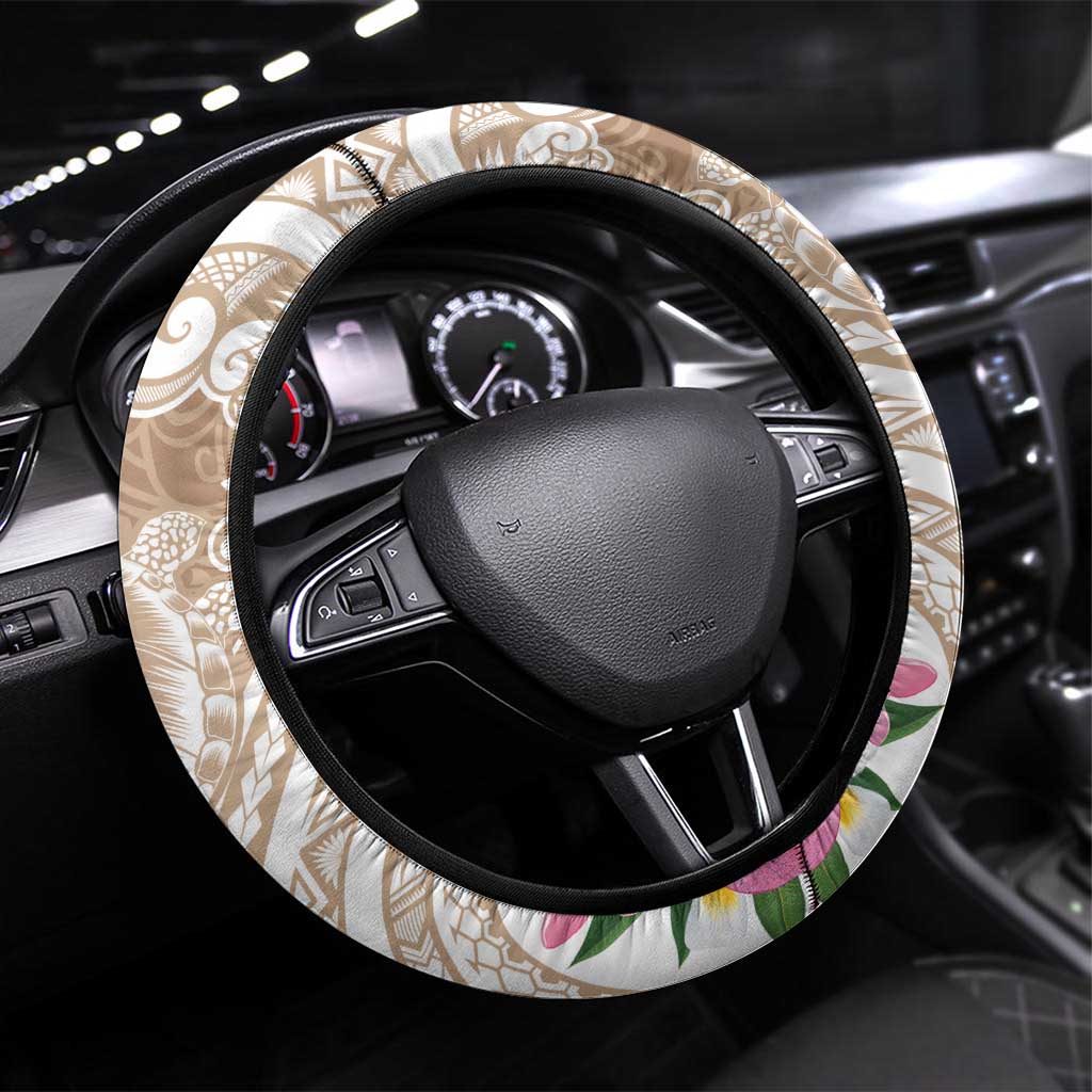 Aloha Ni’ihau Island Personalized Steering Wheel Cover Beige Dreamy Turtle