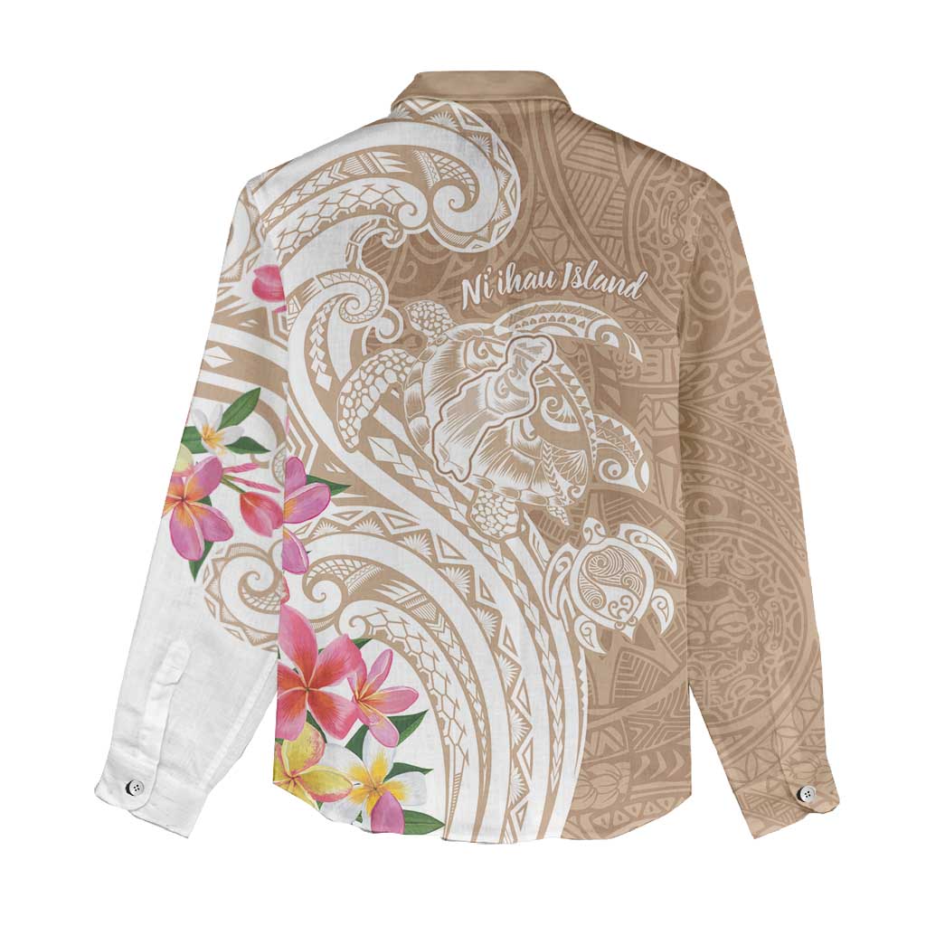 Aloha Ni’ihau Island Personalized Women Casual Shirt Beige Dreamy Turtle