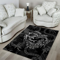 Hawaii Father's Day Vintage Lei Area Rug Hauoli la Makuakane - Black