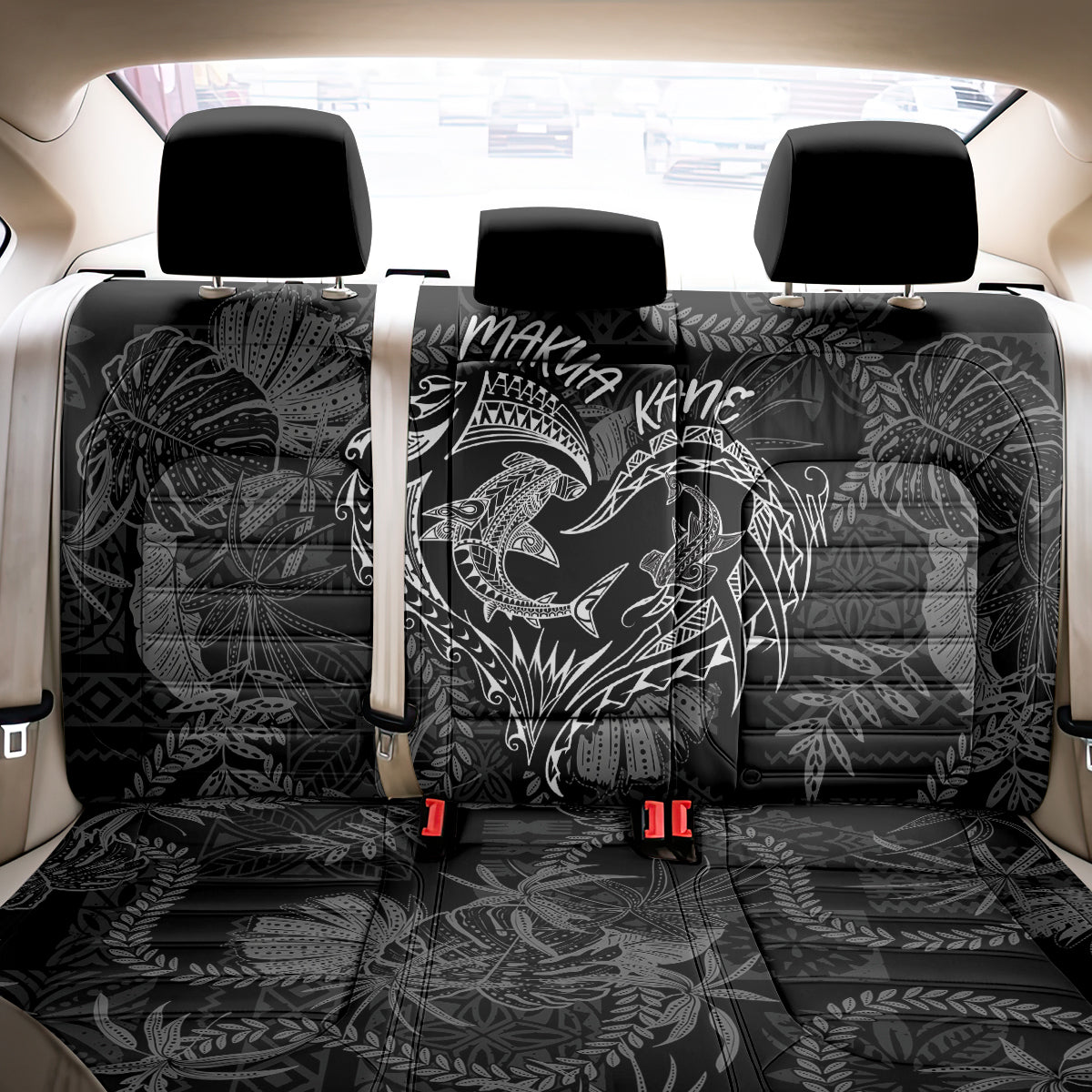 Hawaii Father's Day Vintage Lei Back Car Seat Cover Hauoli la Makuakane - Black LT7 - Polynesian Pride