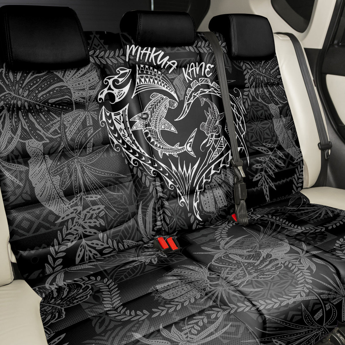Hawaii Father's Day Vintage Lei Back Car Seat Cover Hauoli la Makuakane - Black LT7 - Polynesian Pride