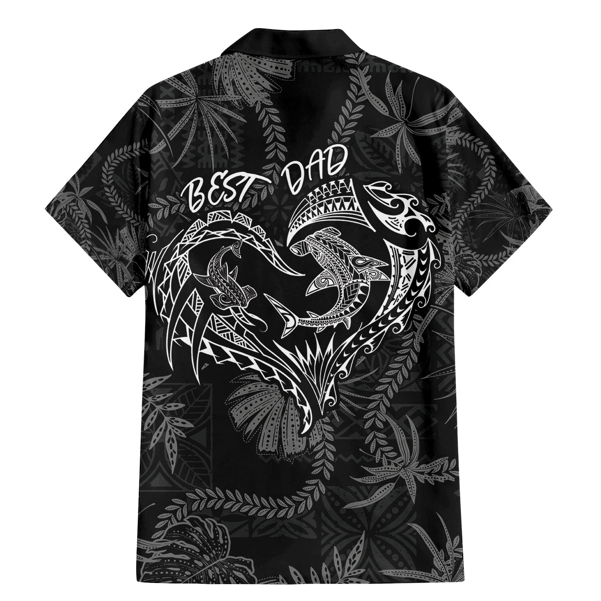 Hawaii Father's Day Vintage Lei Family Matching Mermaid Dress and Hawaiian Shirt Hauoli la Makuakane - Black LT7 - Polynesian Pride