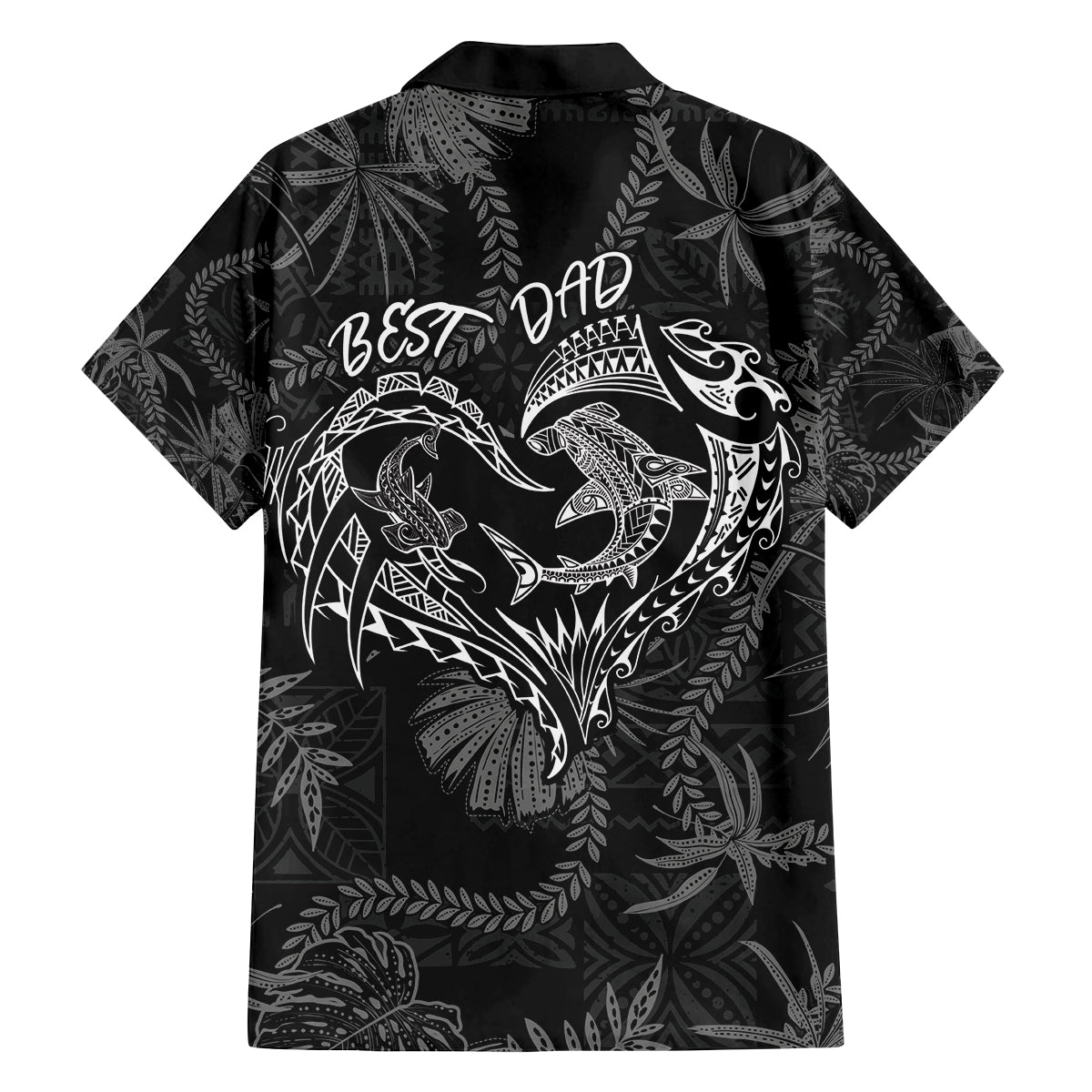Hawaii Father's Day Vintage Lei Family Matching Off Shoulder Maxi Dress and Hawaiian Shirt Hauoli la Makuakane - Black LT7 - Polynesian Pride