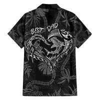 Hawaii Father's Day Vintage Lei Family Matching Off Shoulder Maxi Dress and Hawaiian Shirt Hauoli la Makuakane - Black LT7 - Polynesian Pride