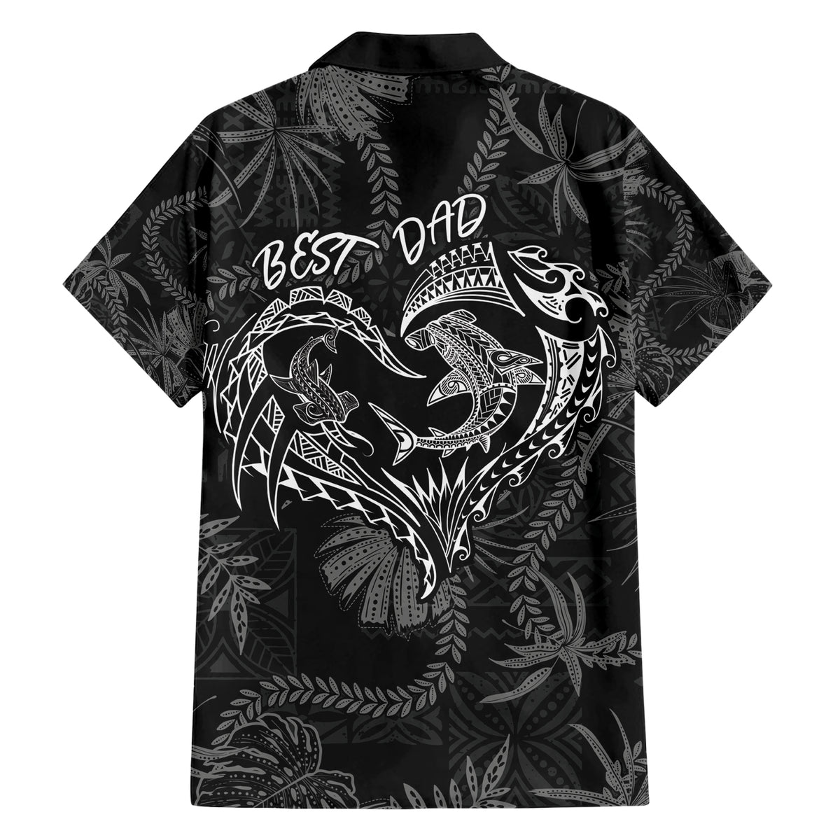 Hawaii Father's Day Vintage Lei Family Matching Short Sleeve Bodycon Dress and Hawaiian Shirt Hauoli la Makuakane - Black LT7 - Polynesian Pride