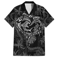 Hawaii Father's Day Vintage Lei Family Matching Summer Maxi Dress and Hawaiian Shirt Hauoli la Makuakane - Black LT7 Dad's Shirt - Short Sleeve Black - Polynesian Pride