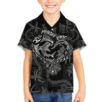 Hawaii Father's Day Vintage Lei Family Matching Summer Maxi Dress and Hawaiian Shirt Hauoli la Makuakane - Black LT7 Son's Shirt Black - Polynesian Pride