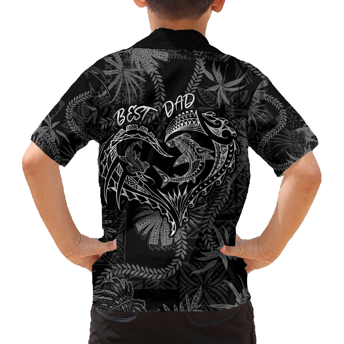 Hawaii Father's Day Vintage Lei Family Matching Tank Maxi Dress and Hawaiian Shirt Hauoli la Makuakane - Black LT7 - Polynesian Pride