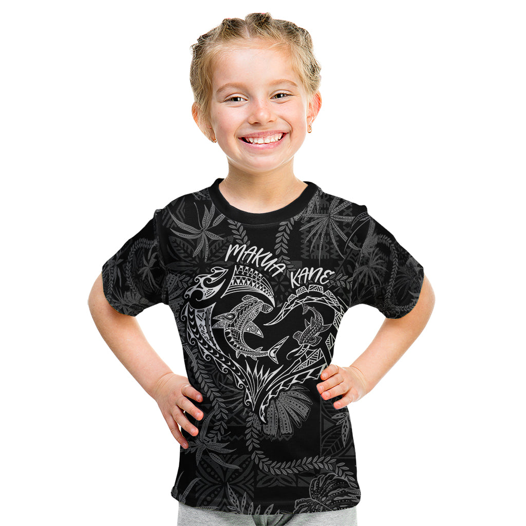 Hawaii Father's Day Vintage Lei Kid T Shirt Hauoli la Makuakane - Black LT7 Black - Polynesian Pride