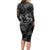 Hawaii Father's Day Vintage Lei Long Sleeve Bodycon Dress Hauoli la Makuakane - Black
