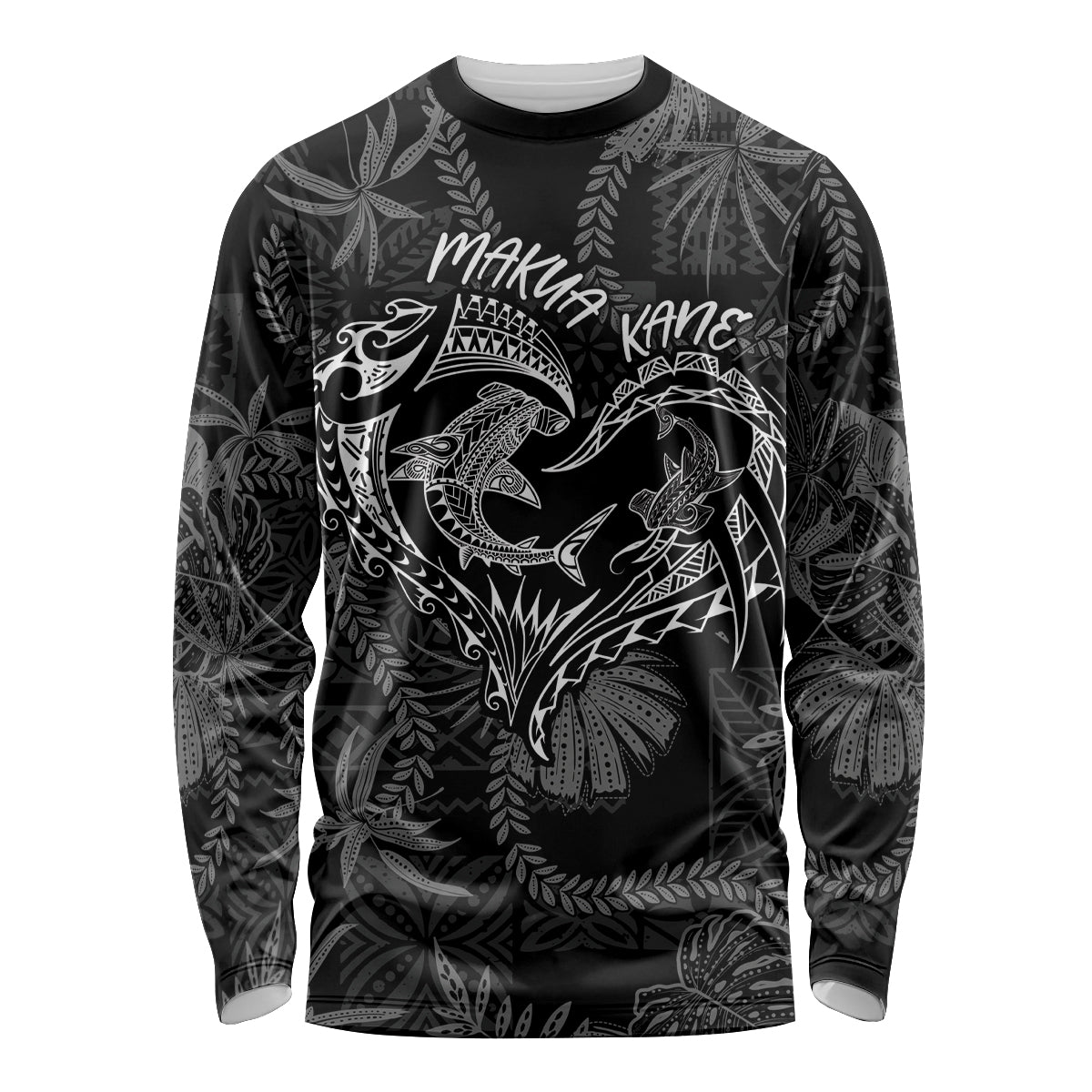 Hawaii Father's Day Vintage Lei Long Sleeve Shirt Hauoli la Makuakane - Black LT7 Unisex Black - Polynesian Pride