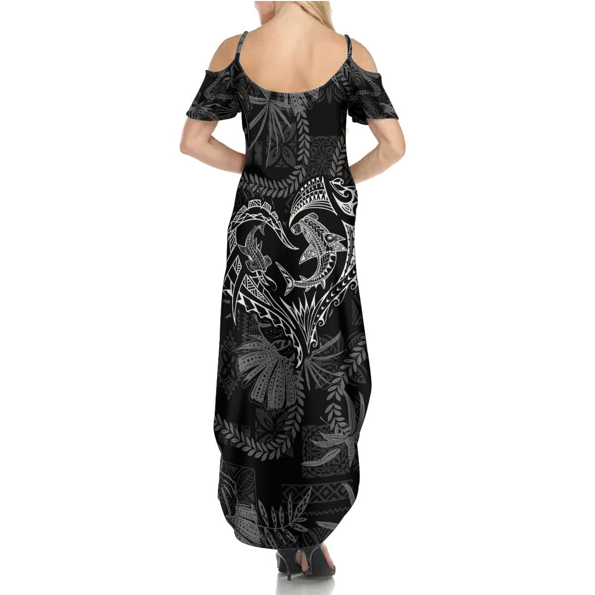 Hawaii Father's Day Vintage Lei Summer Maxi Dress Hauoli la Makuakane - Black LT7 - Polynesian Pride