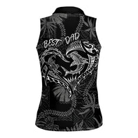 Hawaii Father's Day Vintage Lei Women Sleeveless Polo Shirt Hauoli la Makuakane - Black