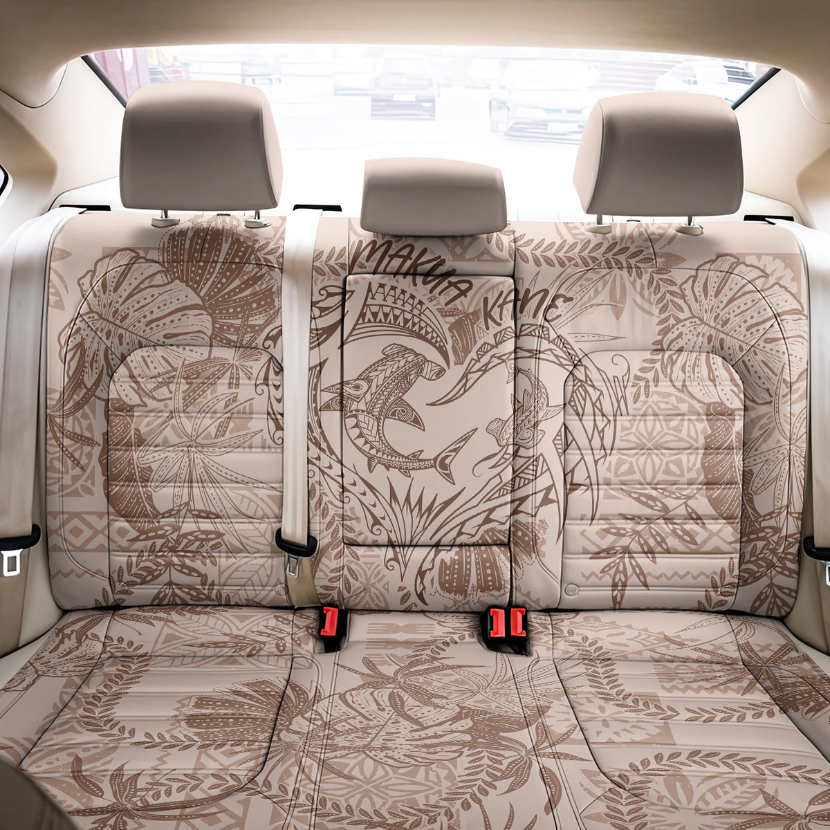 Hawaii Father's Day Vintage Lei Back Car Seat Cover Hauoli la Makuakane - Beige LT7 - Polynesian Pride