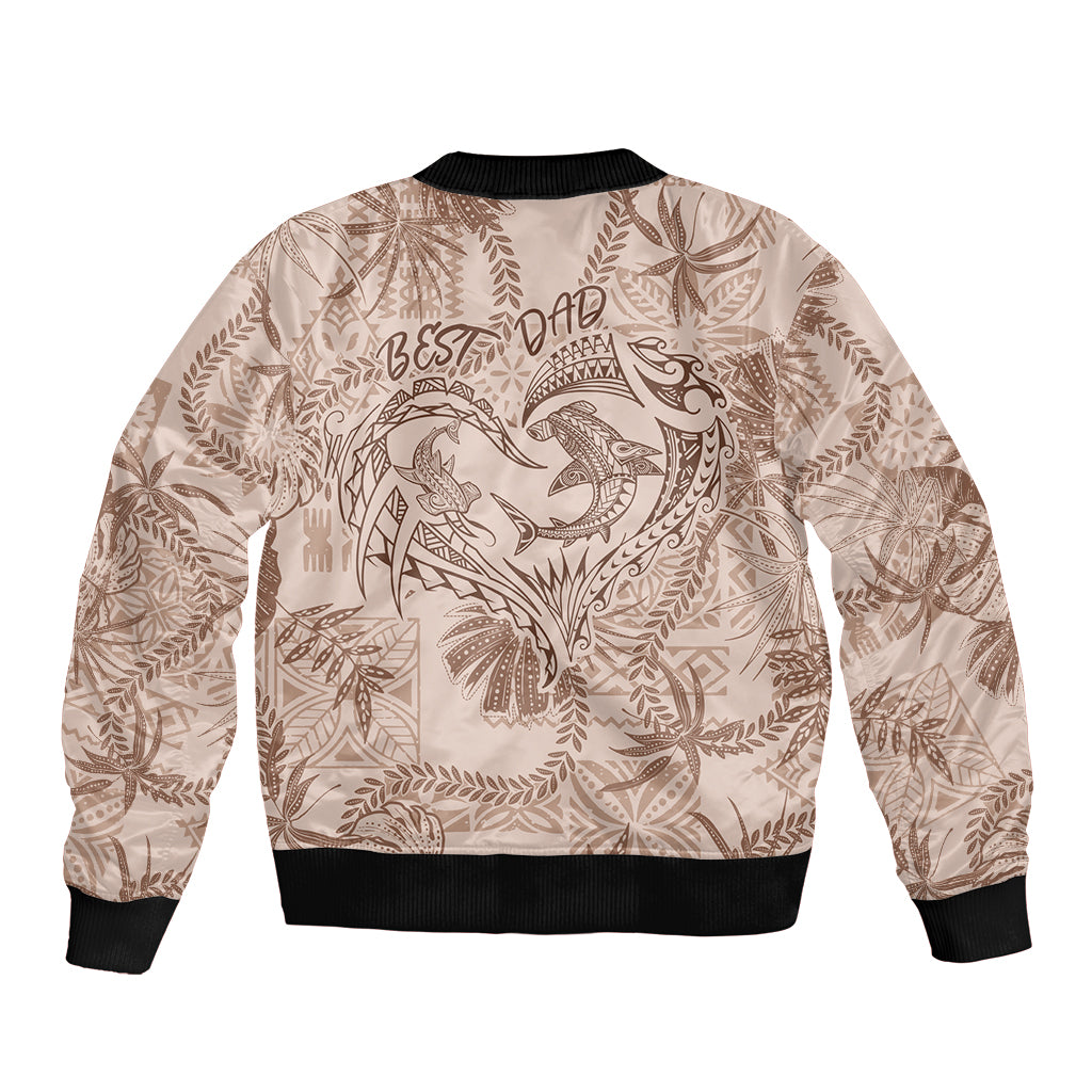 Hawaii Father's Day Vintage Lei Bomber Jacket Hauoli la Makuakane - Beige