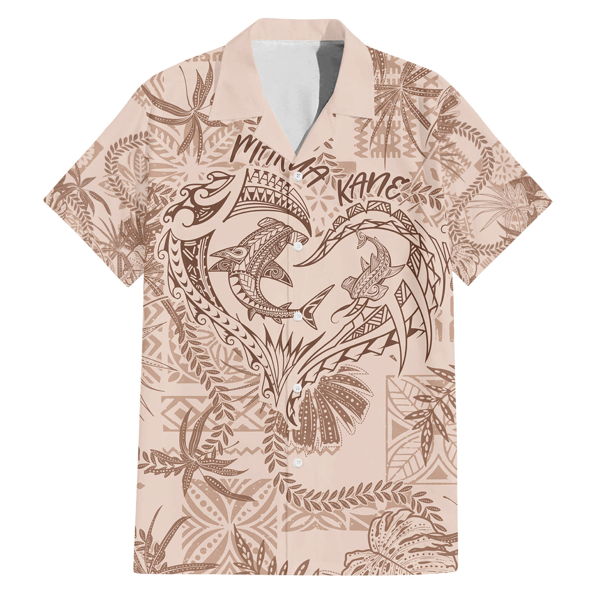 Hawaii Father's Day Vintage Lei Family Matching Mermaid Dress and Hawaiian Shirt Hauoli la Makuakane - Beige LT7 Dad's Shirt - Short Sleeve Beige - Polynesian Pride