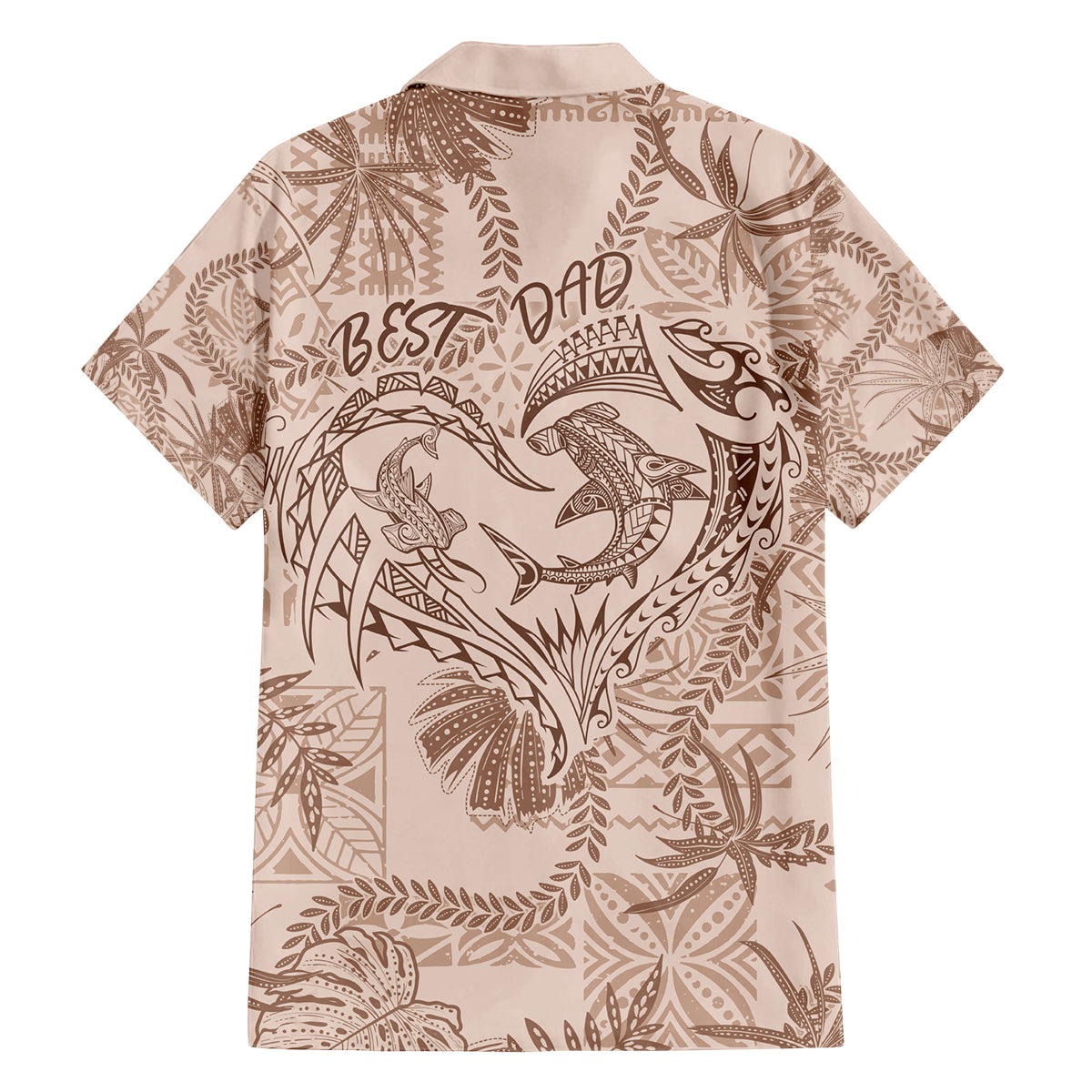 Hawaii Father's Day Vintage Lei Family Matching Off The Shoulder Long Sleeve Dress and Hawaiian Shirt Hauoli la Makuakane - Beige