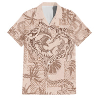 Hawaii Father's Day Vintage Lei Family Matching Off Shoulder Short Dress and Hawaiian Shirt Hauoli la Makuakane - Beige LT7 Dad's Shirt - Short Sleeve Beige - Polynesian Pride