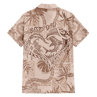 Hawaii Father's Day Vintage Lei Family Matching Off Shoulder Short Dress and Hawaiian Shirt Hauoli la Makuakane - Beige LT7 - Polynesian Pride