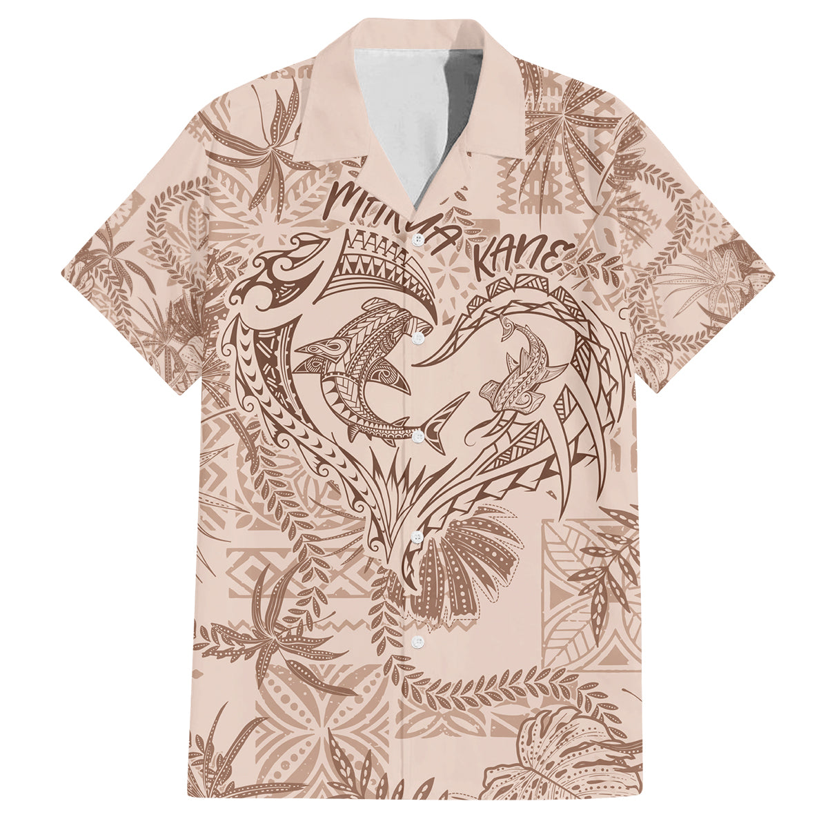 Hawaii Father's Day Vintage Lei Family Matching Summer Maxi Dress and Hawaiian Shirt Hauoli la Makuakane - Beige LT7 Dad's Shirt - Short Sleeve Beige - Polynesian Pride