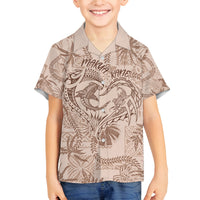 Hawaii Father's Day Vintage Lei Family Matching Summer Maxi Dress and Hawaiian Shirt Hauoli la Makuakane - Beige LT7 Son's Shirt Beige - Polynesian Pride
