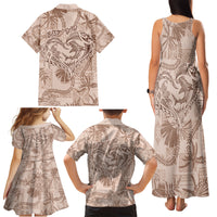 Hawaii Father's Day Vintage Lei Family Matching Tank Maxi Dress and Hawaiian Shirt Hauoli la Makuakane - Beige LT7 - Polynesian Pride