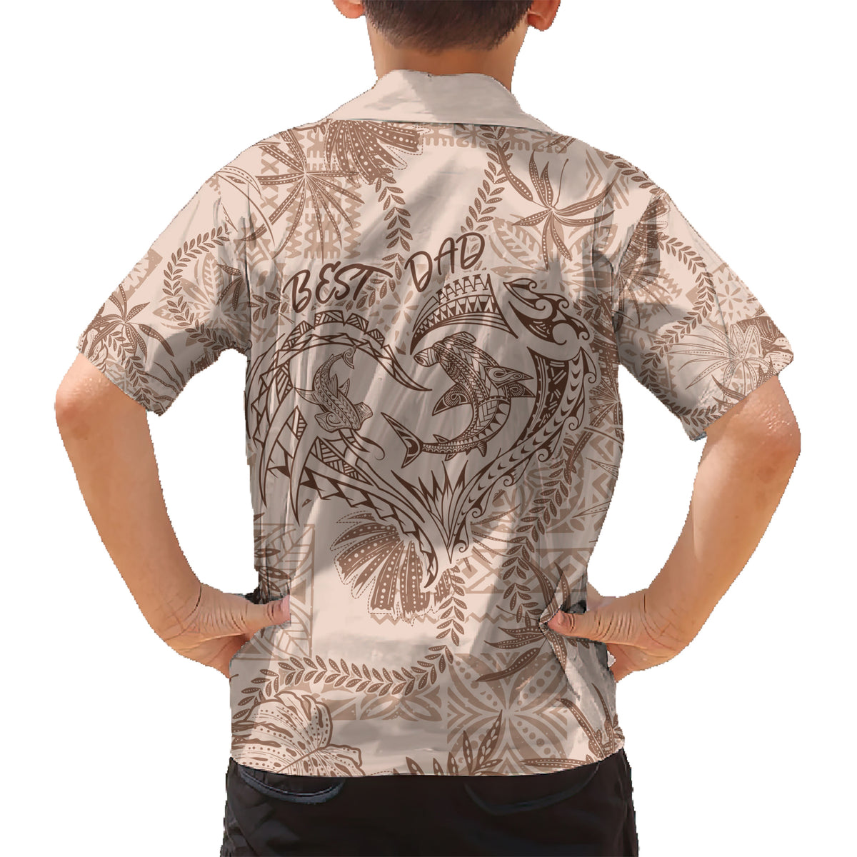 Hawaii Father's Day Vintage Lei Hawaiian Shirt Hauoli la Makuakane - Beige