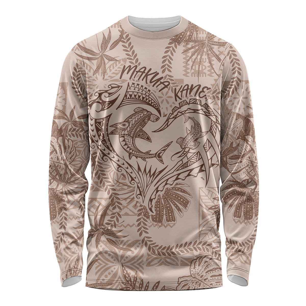 Hawaii Father's Day Vintage Lei Long Sleeve Shirt Hauoli la Makuakane - Beige LT7 Unisex Beige - Polynesian Pride