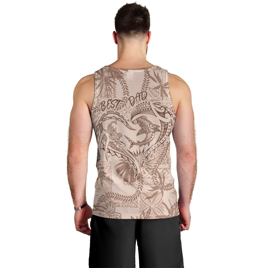 Hawaii Father's Day Vintage Lei Men Tank Top Hauoli la Makuakane - Beige LT7 - Polynesian Pride