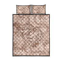 Hawaii Father's Day Vintage Lei Quilt Bed Set Hauoli la Makuakane - Beige