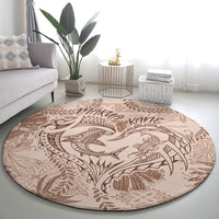 Hawaii Father's Day Vintage Lei Round Carpet Hauoli la Makuakane - Beige