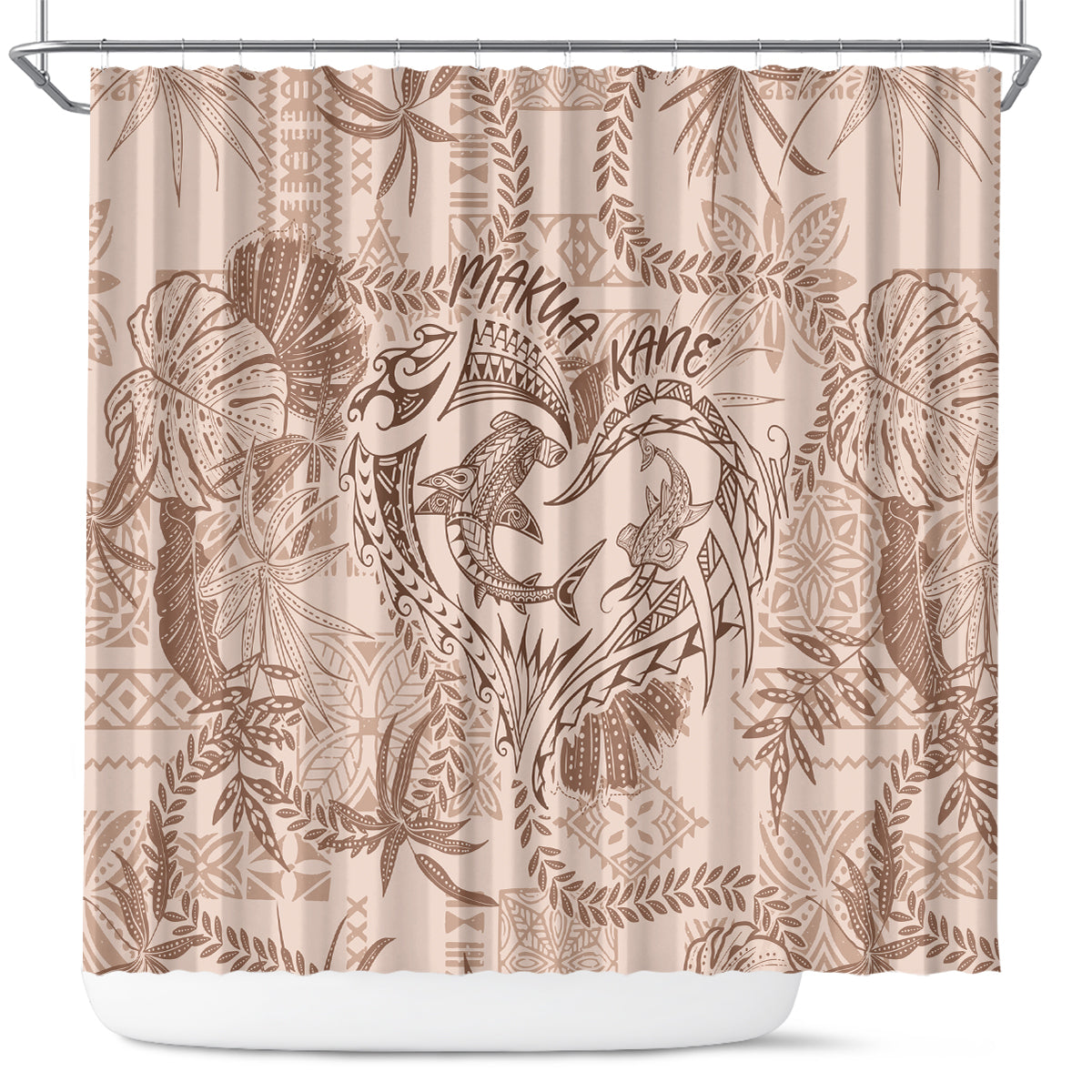 Hawaii Father's Day Vintage Lei Shower Curtain Hauoli la Makuakane - Beige LT7 Beige - Polynesian Pride
